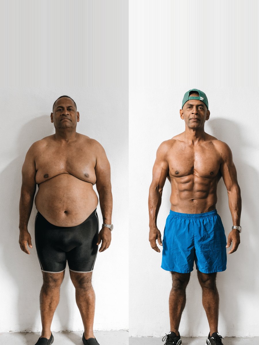 Body composition change over time, shown side by side