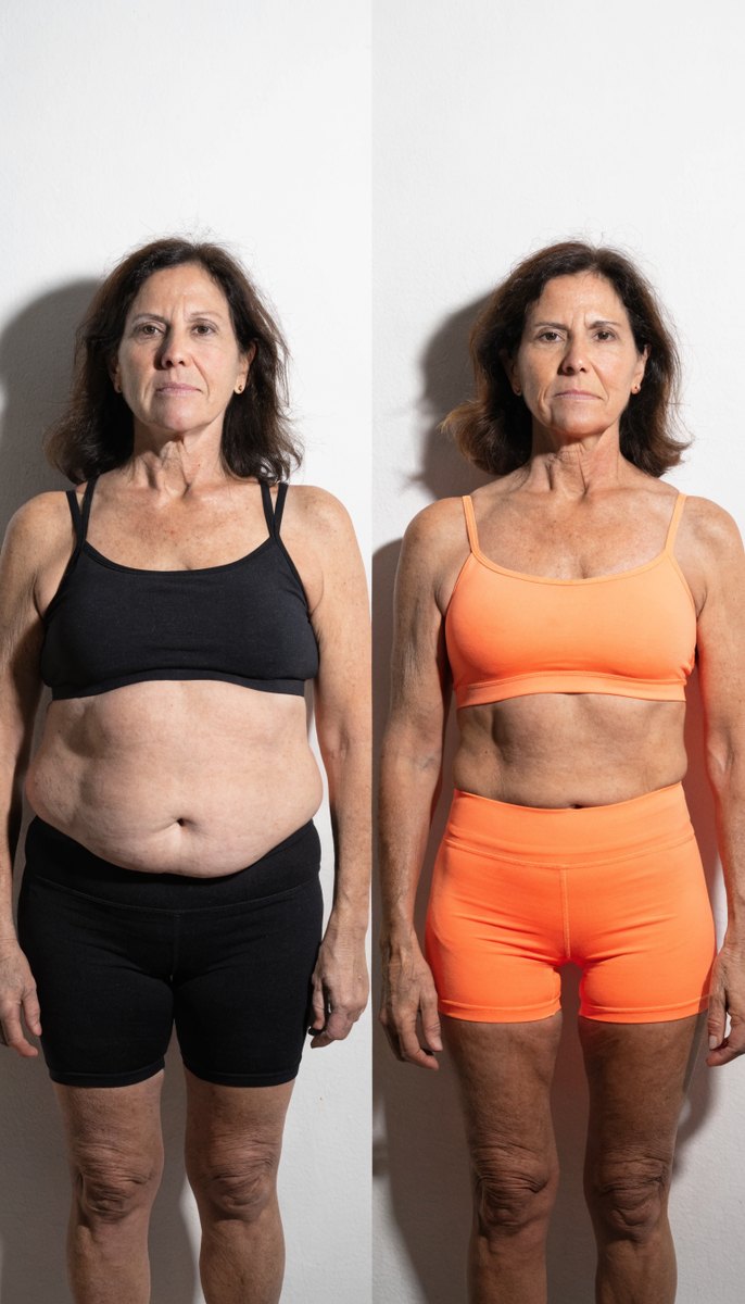 Body composition change over time, shown side by side